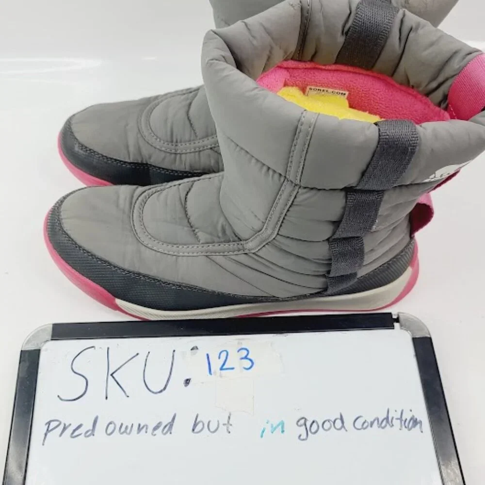 Sorel Girl's Gray‎ Pink Whitney II NY3873-052 Mid-Calf Winter Snow Boot Size 6